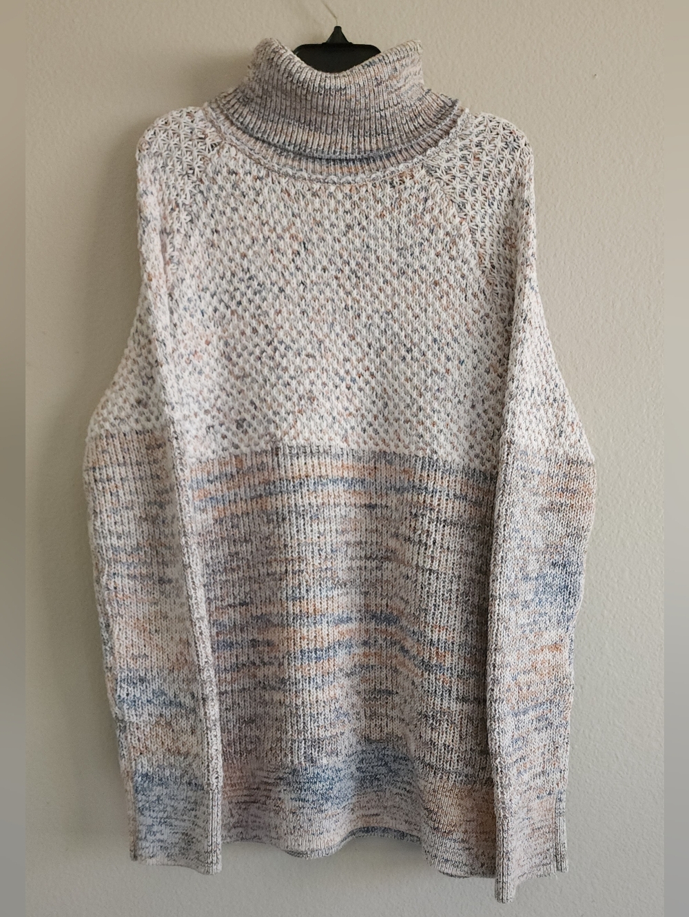 prAna Callisto Space Dye Turtleneck Sweater Chunky Knit Organic Cotton Blend L
